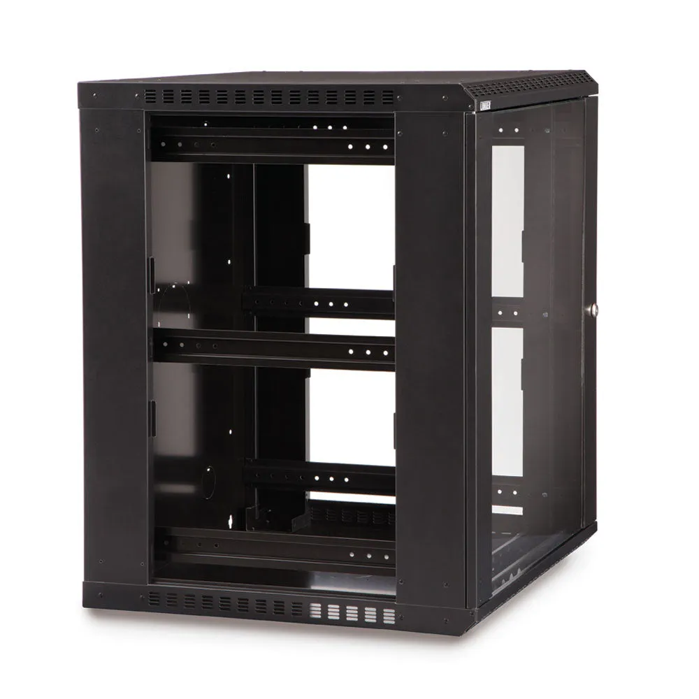 Kendall Howard 15U LINIER® Fixed A/V Wall Mount Cabinet - Glass Door (3140-3-001-15)