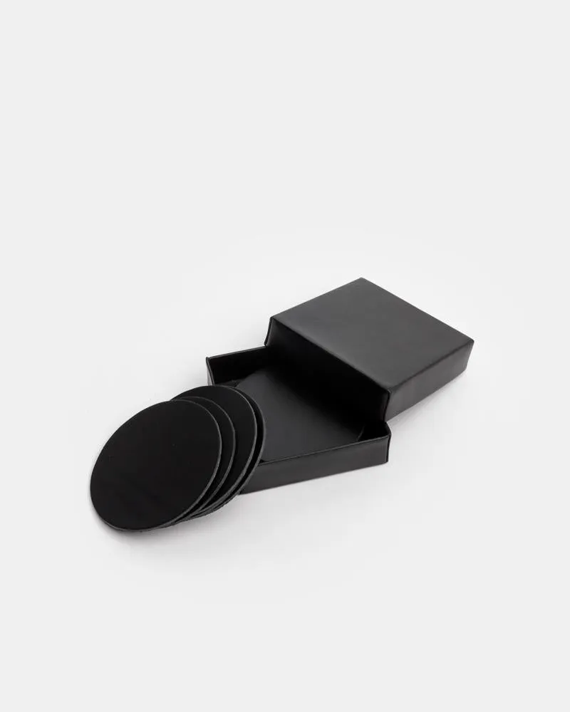 Lid Box with Coaster Set in Black