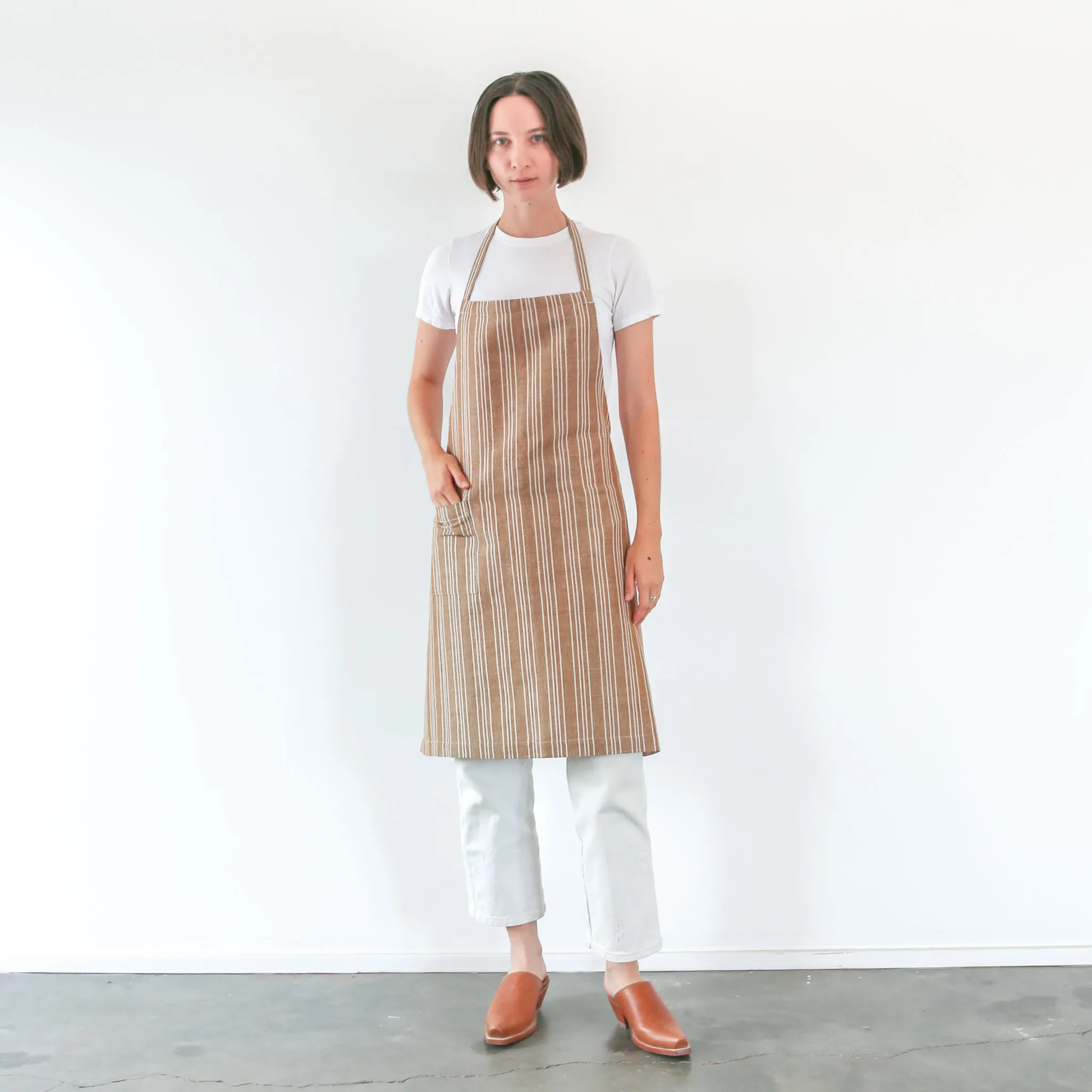 Linen / Cotton Small Ticking Tie Apron