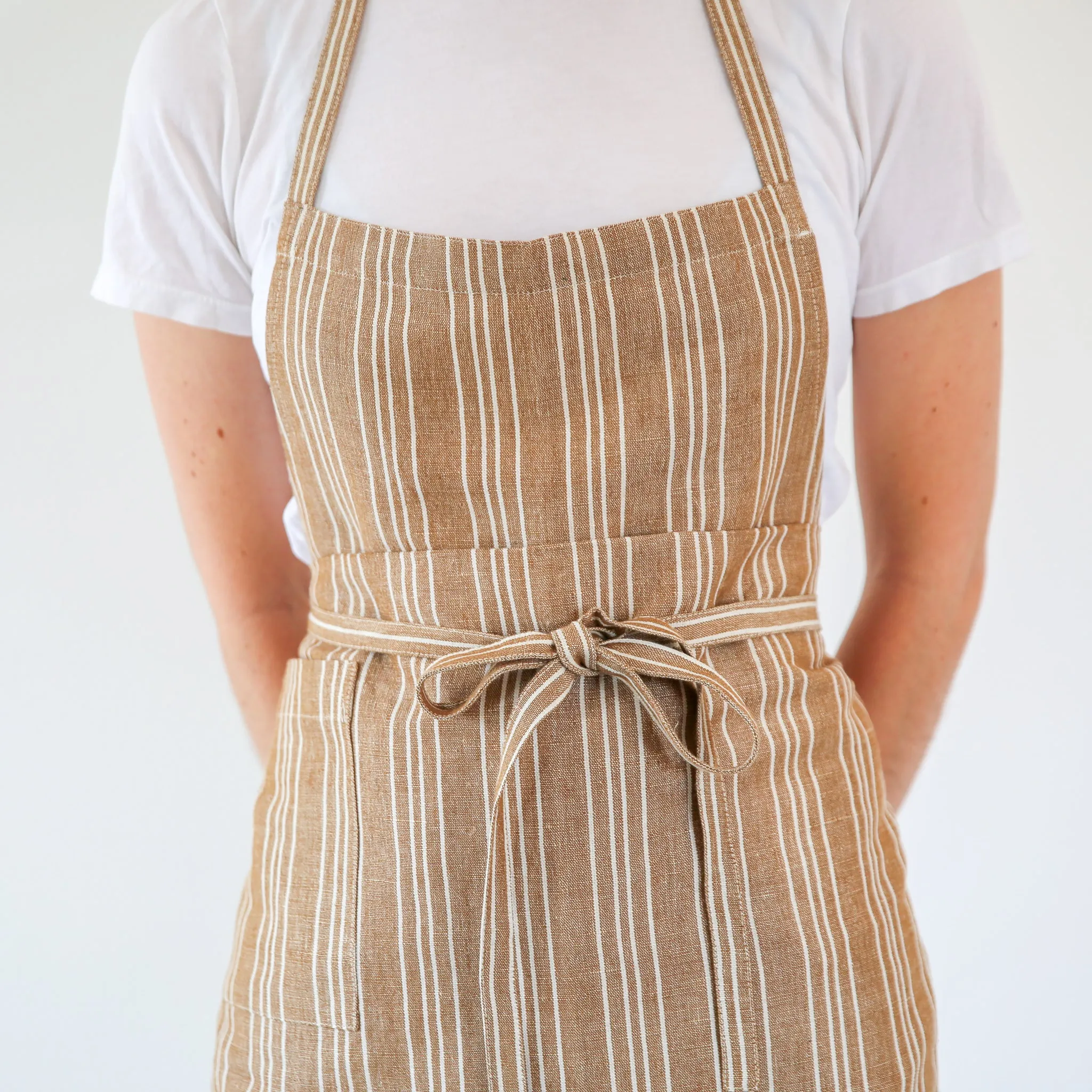 Linen / Cotton Small Ticking Tie Apron