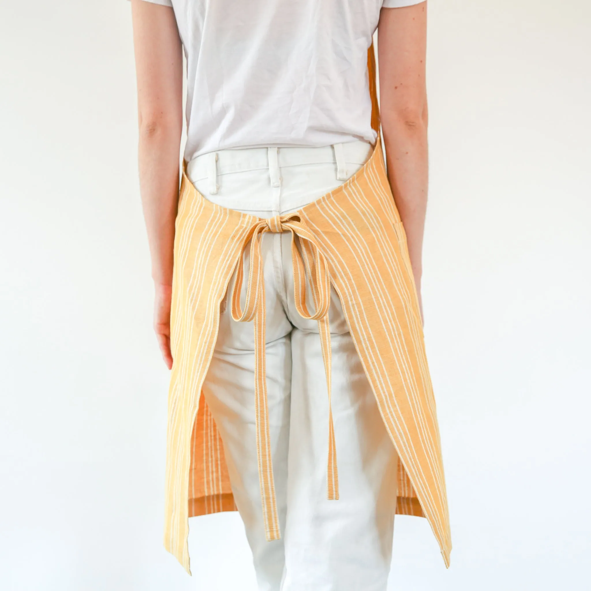 Linen / Cotton Small Ticking Tie Apron