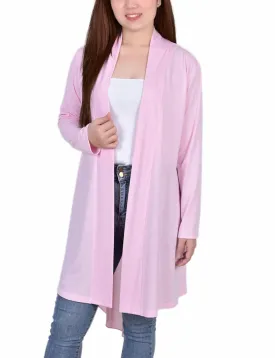 Long Sleeve Knit Cardigan with Chiffon Back