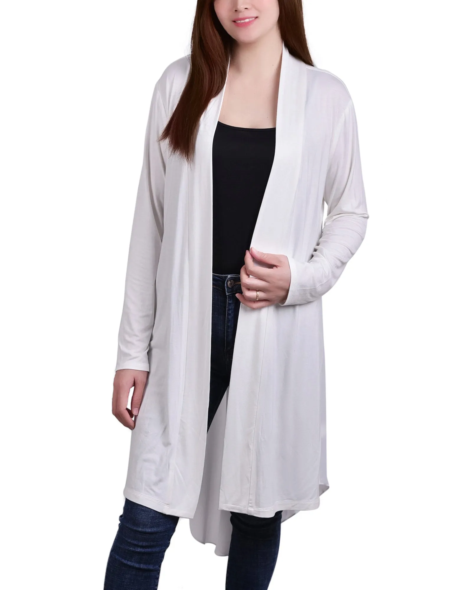 Long Sleeve Knit Cardigan with Chiffon Back