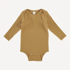 long sleeve lap neck bodysuit | honey mustard | classic rib