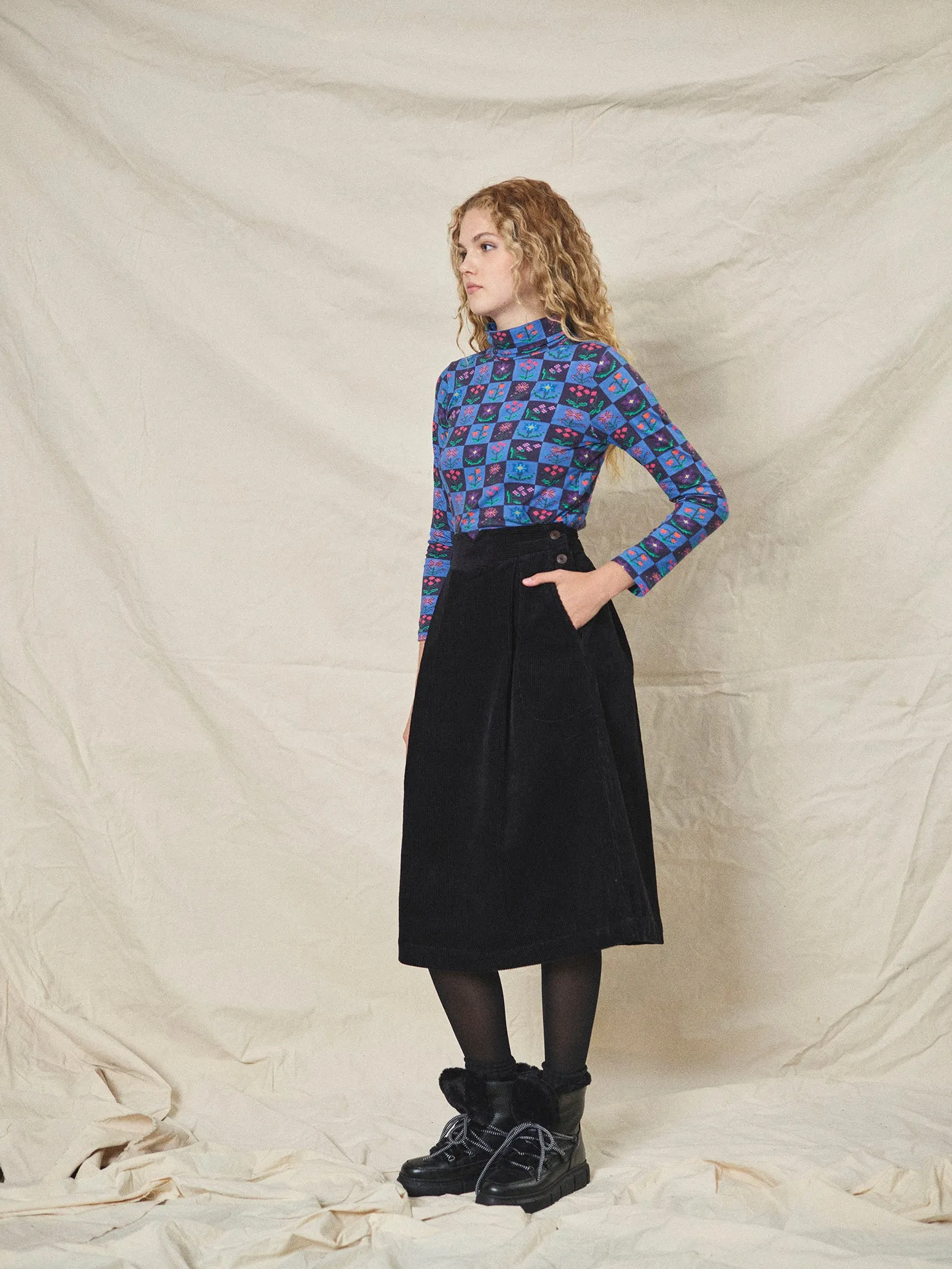 Lowie Check Organic Roll Neck