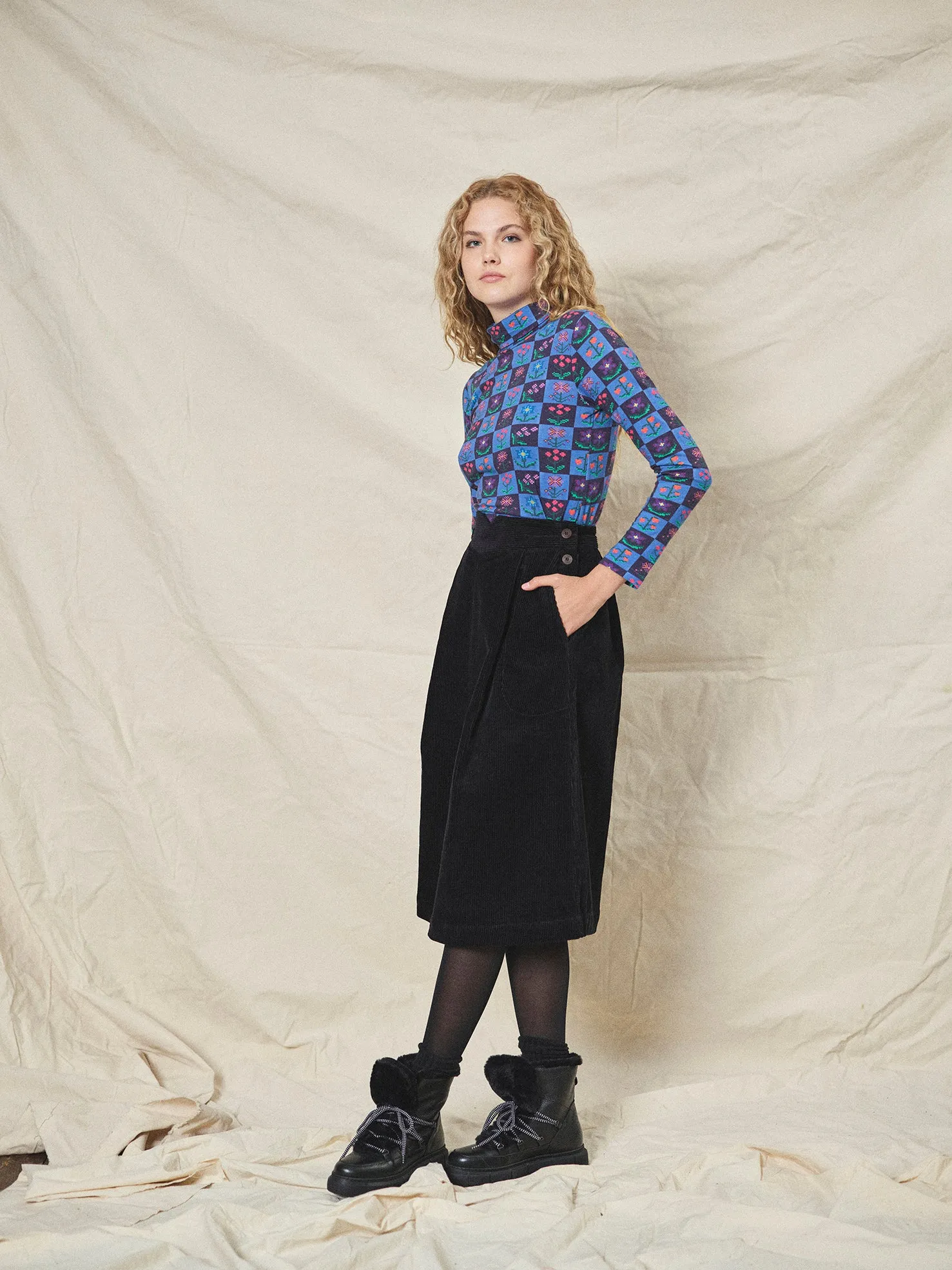 Lowie Check Organic Roll Neck