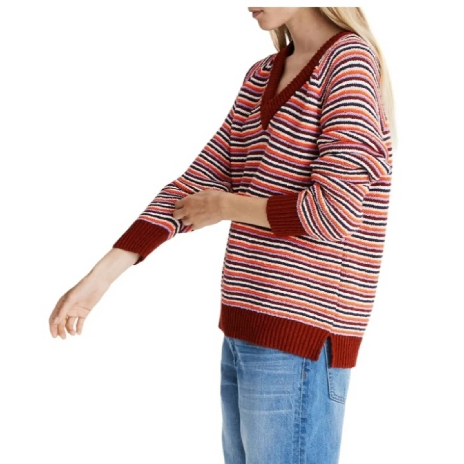 Madewell Arden V Neck All Cotton Sweater XL