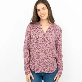 M&S Pink Ditsy Floral Print Long Sleeve Lightweight Relaxed Tops