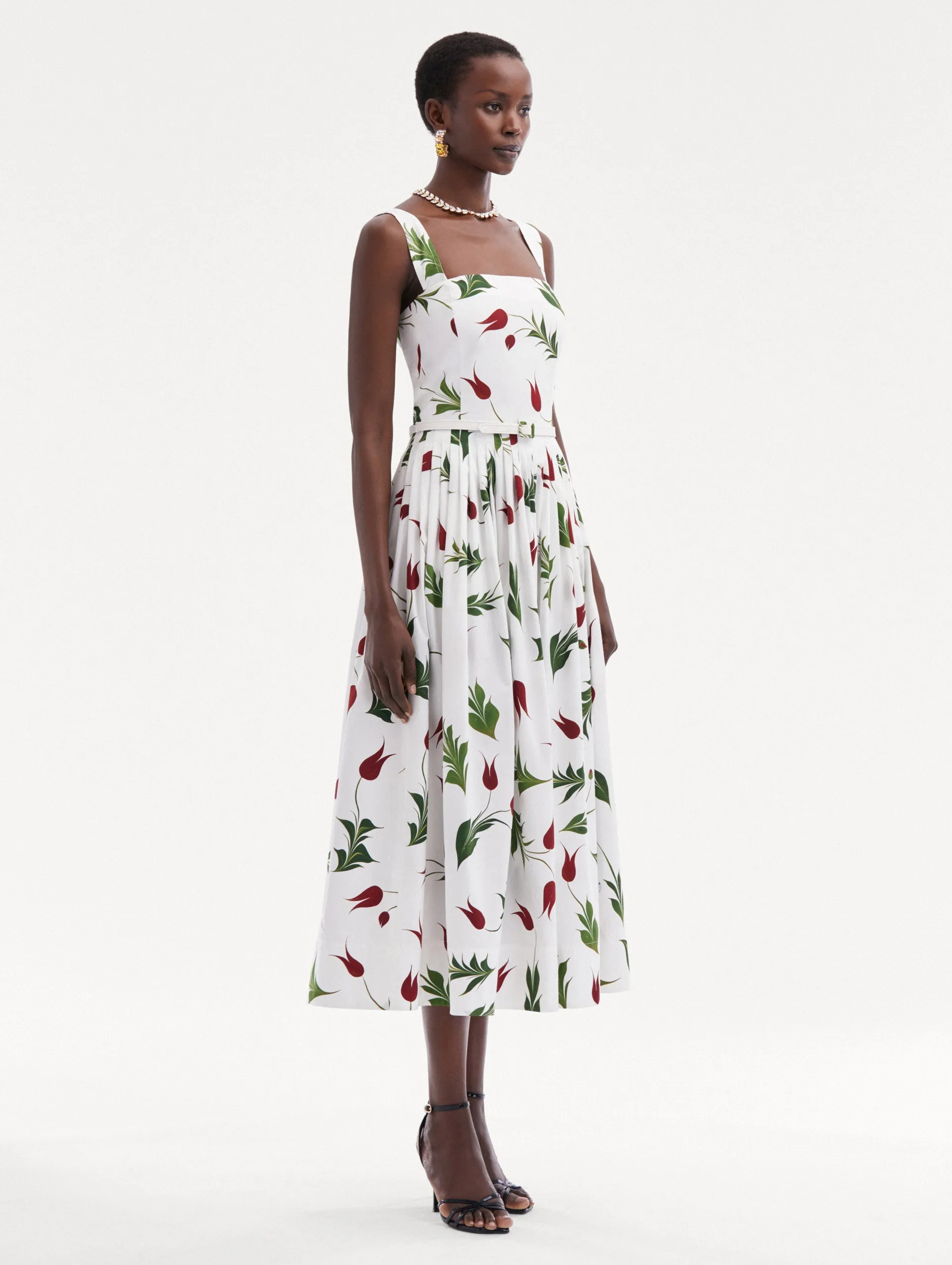 Marbled Tulip Cotton Poplin Dress