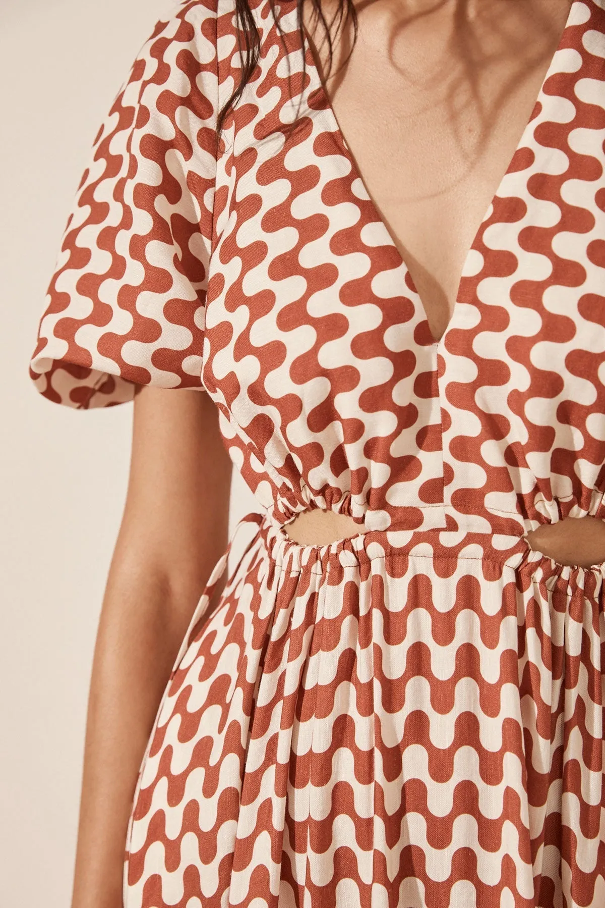 MARMO LINEN DRAWSTRING MIDI DRESS
