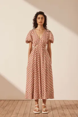 MARMO LINEN DRAWSTRING MIDI DRESS