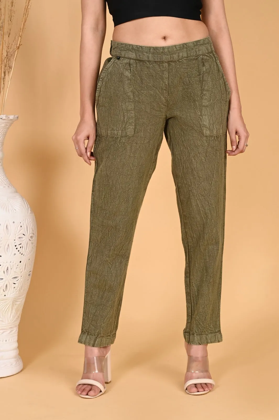 MAROON DENIM COTTON PANTS