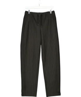 ME   EM Black Jersey Pinstripe Pull On Trousers UK 10