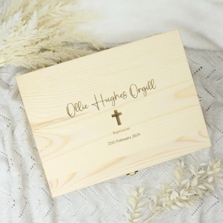 Meridian Etch - Personalised Wooden Baptism Box