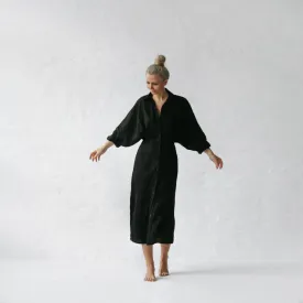 Nea Linen Dress | Black seaside tones sale