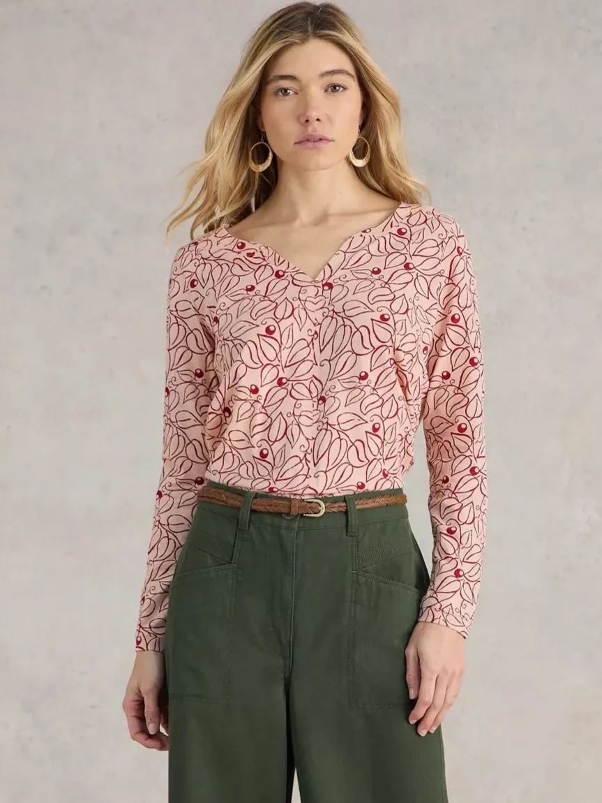 Nelly Long Sleeves Tee in Plum by WhiteStuff