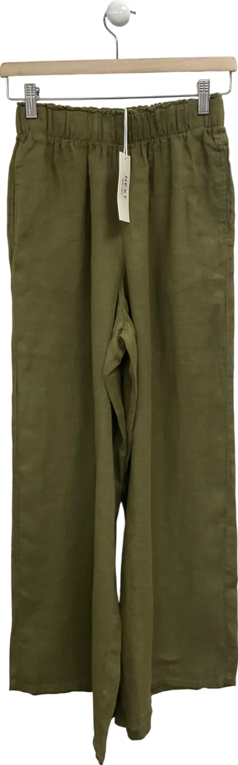 Next Green Linen Pull On Trousers UK 6