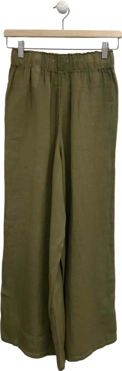 Next Green Linen Pull On Trousers UK 6