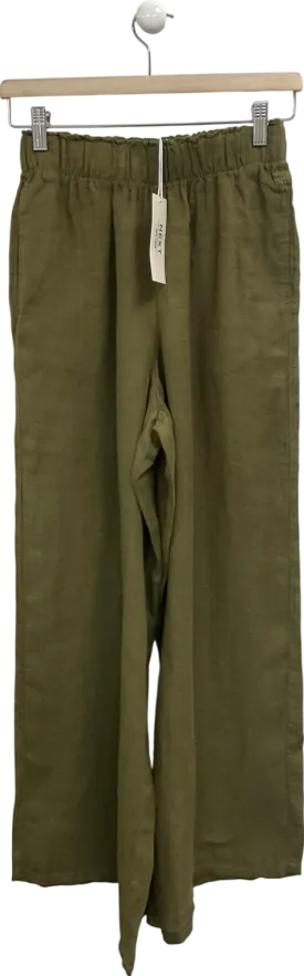 Next Green Linen Pull On Trousers UK 6
