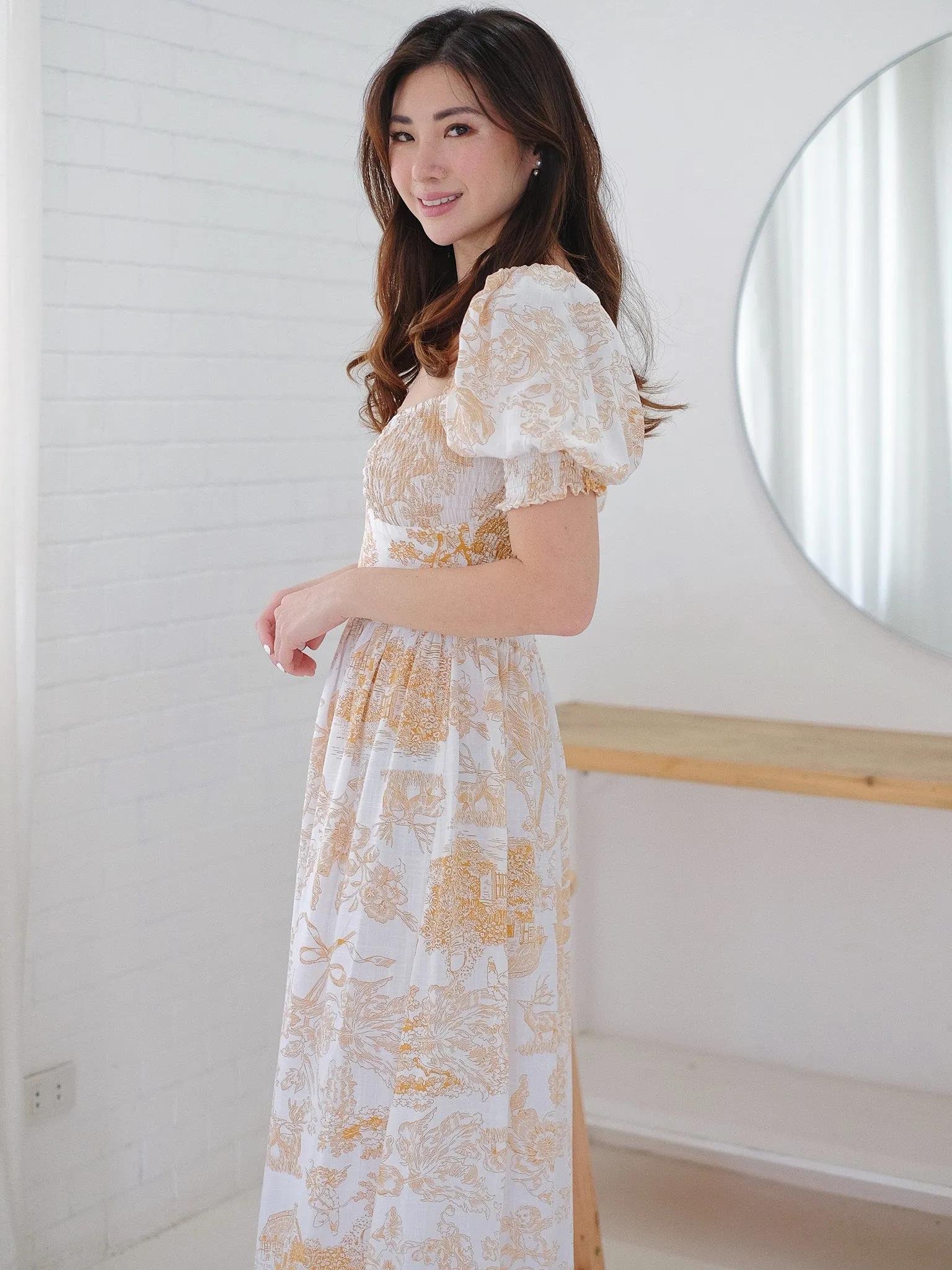 Olivia Midi Dress - yellow toile