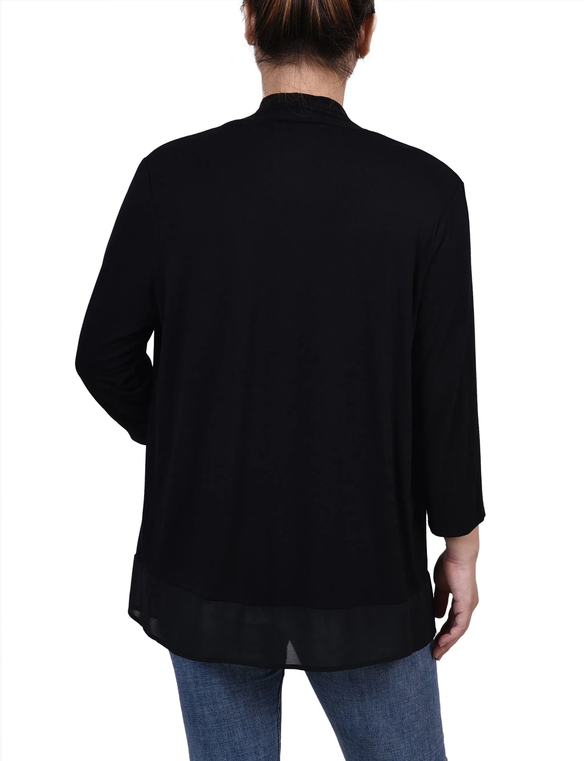 Petite 3/4 Sleeve Sharkbite Hem Cardigan