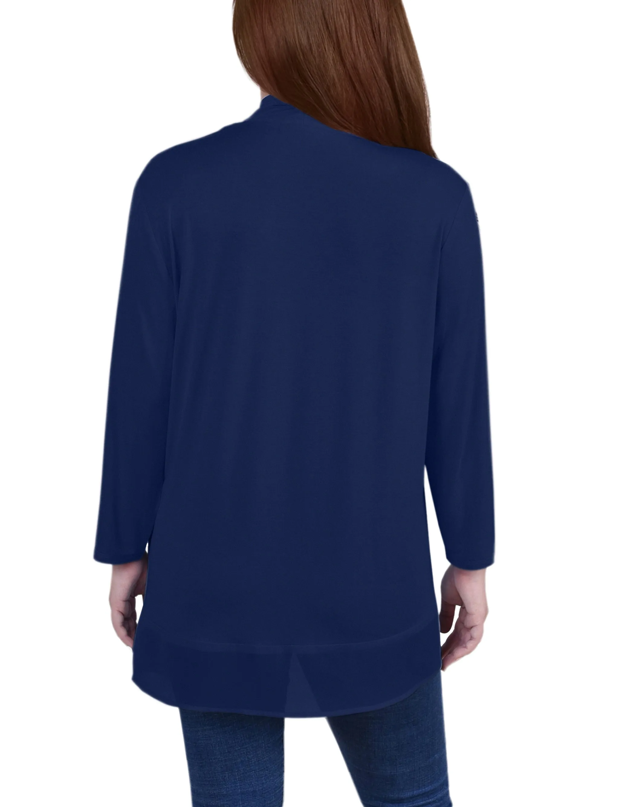 Petite 3/4 Sleeve Sharkbite Hem Cardigan