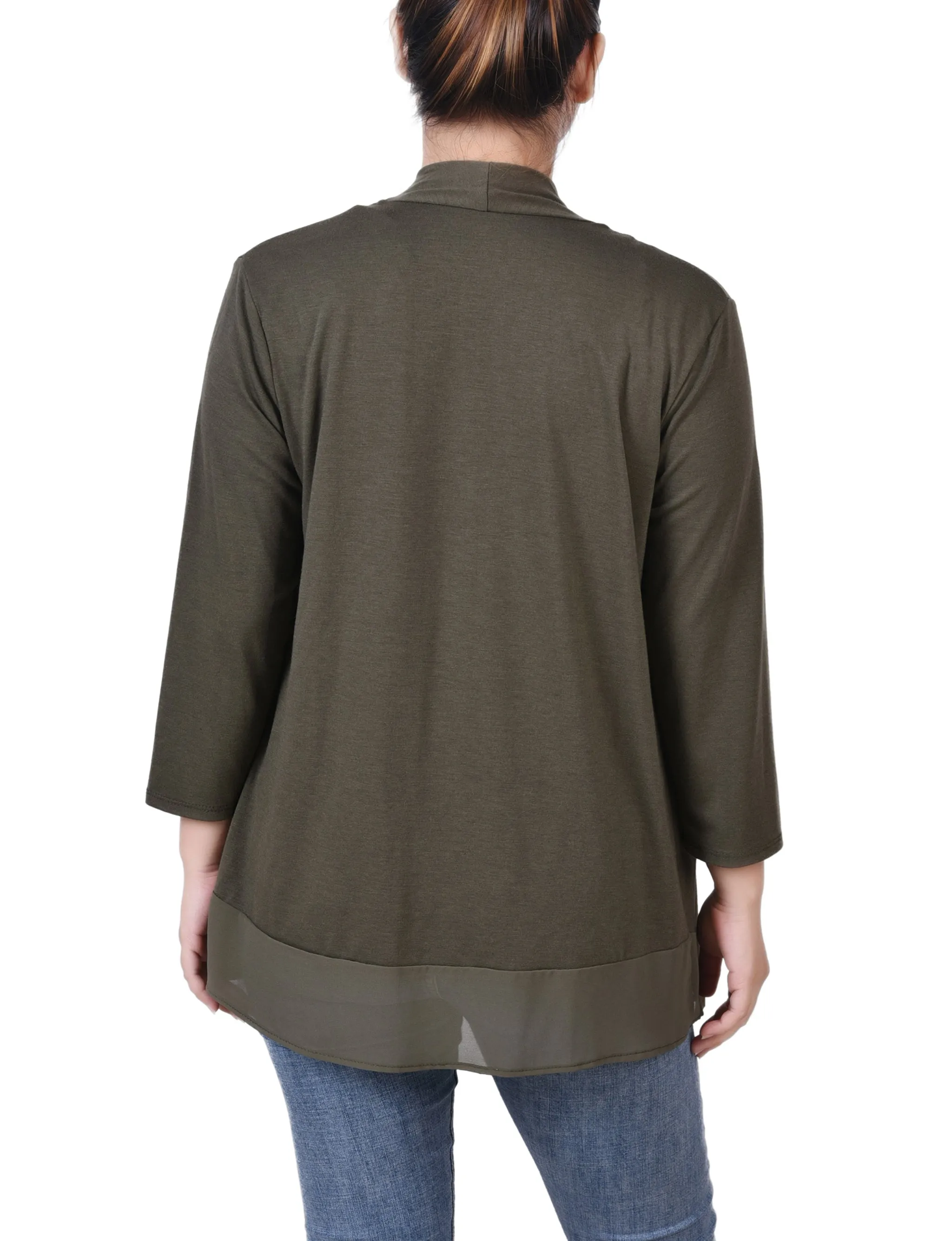 Petite 3/4 Sleeve Sharkbite Hem Cardigan