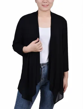 Petite 3/4 Sleeve Sharkbite Hem Cardigan