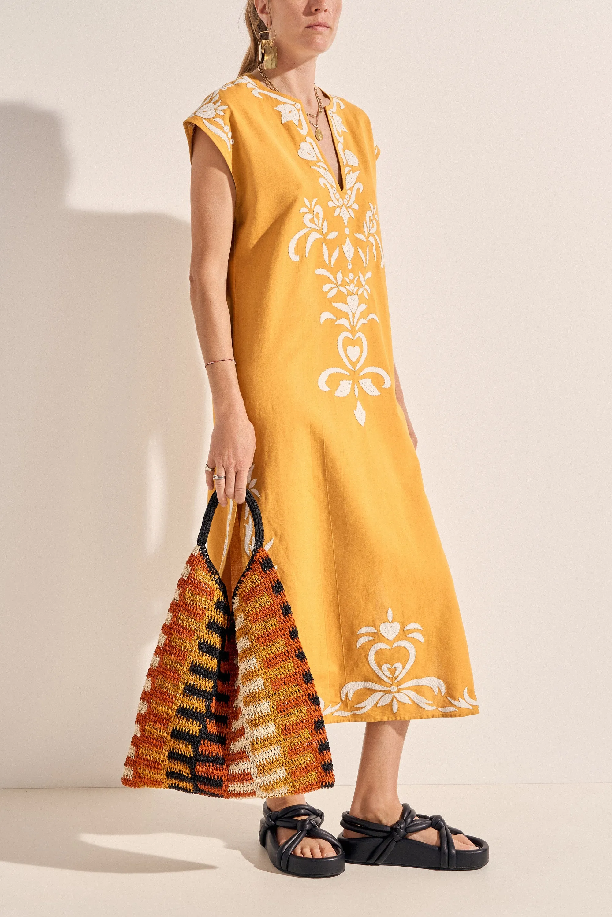 Phanes Golden Yellow Applique Caftan