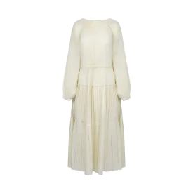 Pleated Midi Yelllow Dress