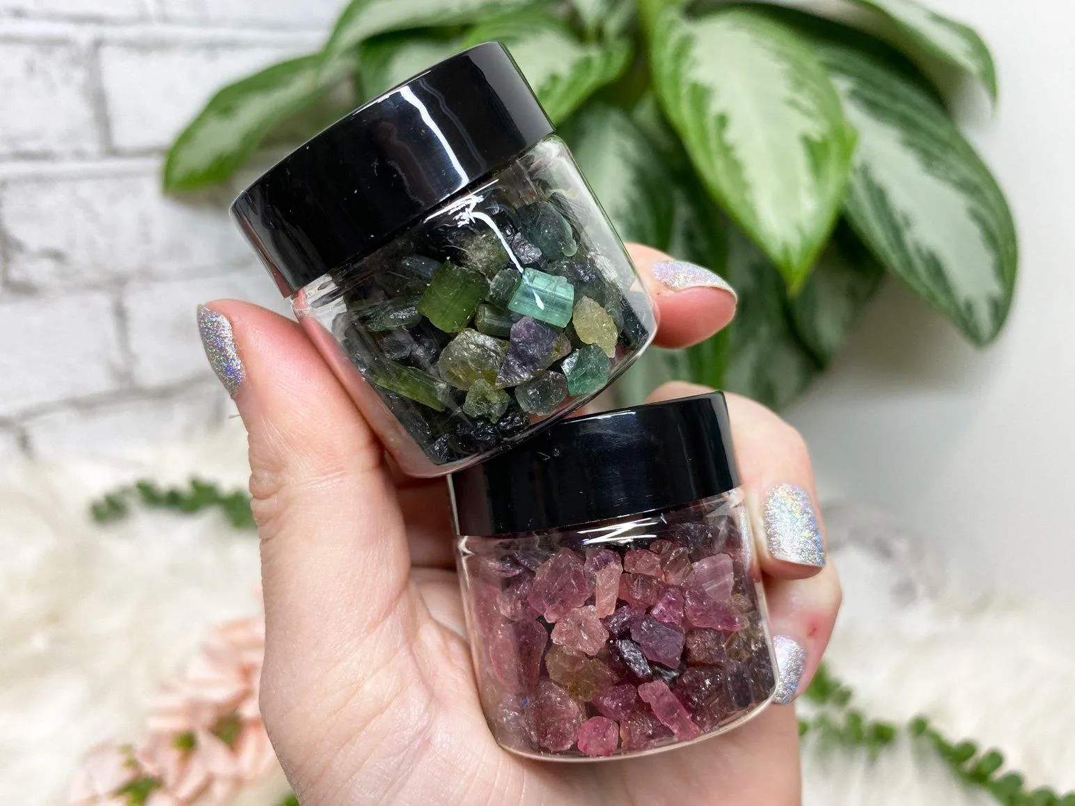 Quality Green or Pink Tourmaline Jars