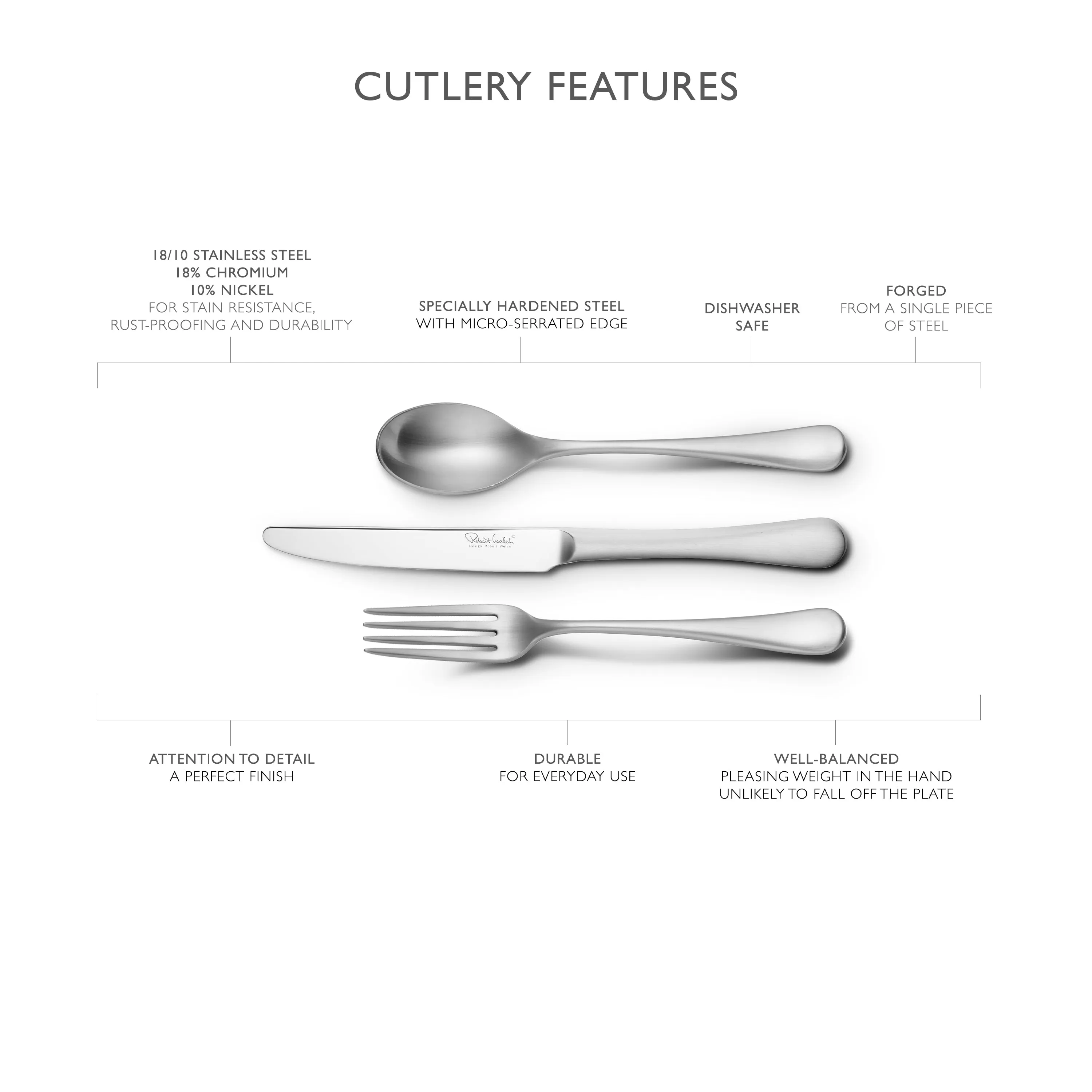Radford Satin Cutlery Set, 42 Piece for 6 People