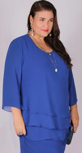 Rosaline Chiffon Layer Top Royal Blue