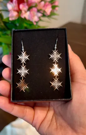 Rose Gold 3 Tier Star Earrings