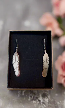 Rose Gold Mirrored Feather Earrings