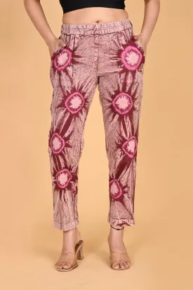 ROSE PINK BANDHEJ COTTON PANTS