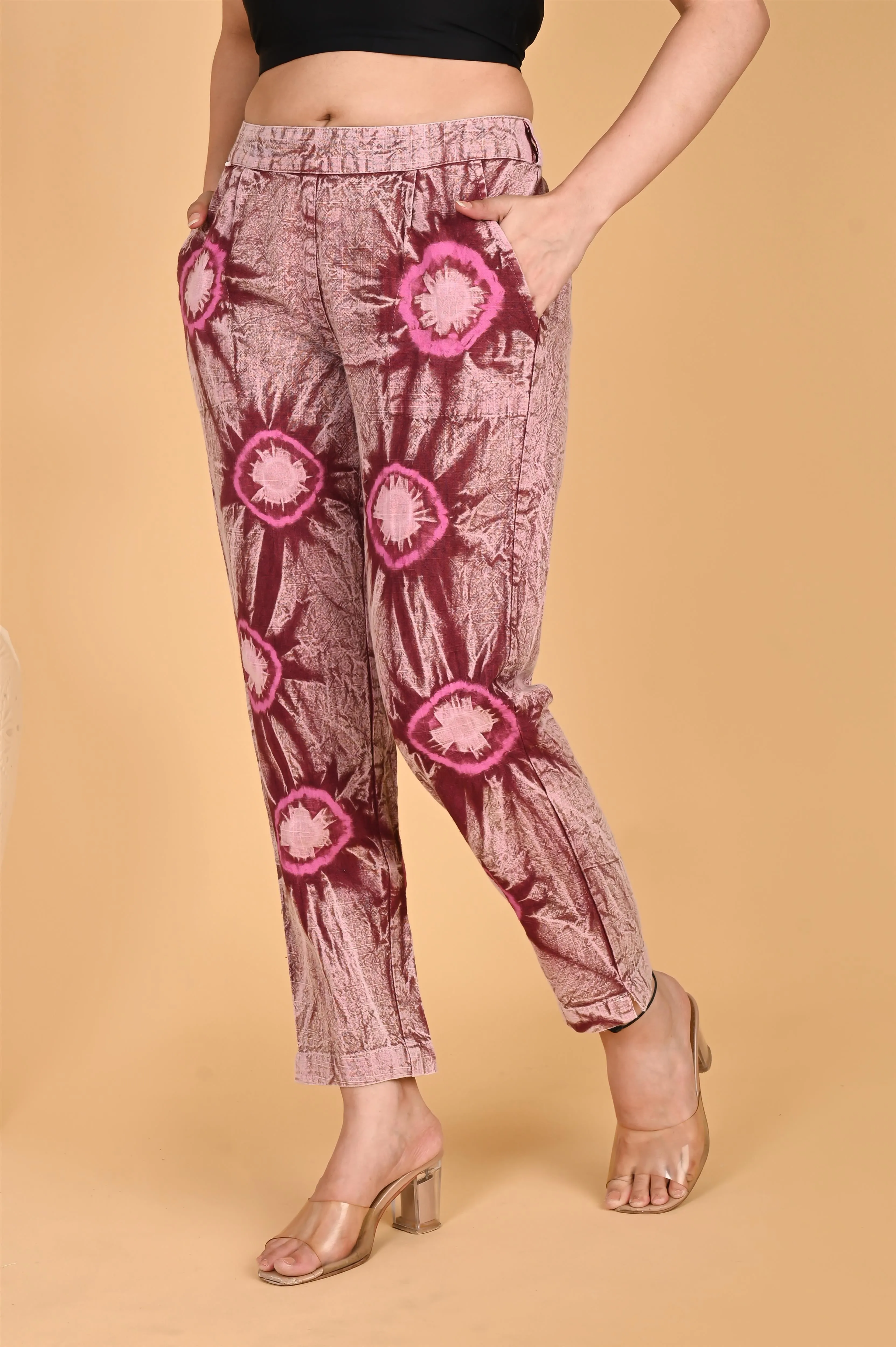 ROSE PINK BANDHEJ COTTON PANTS