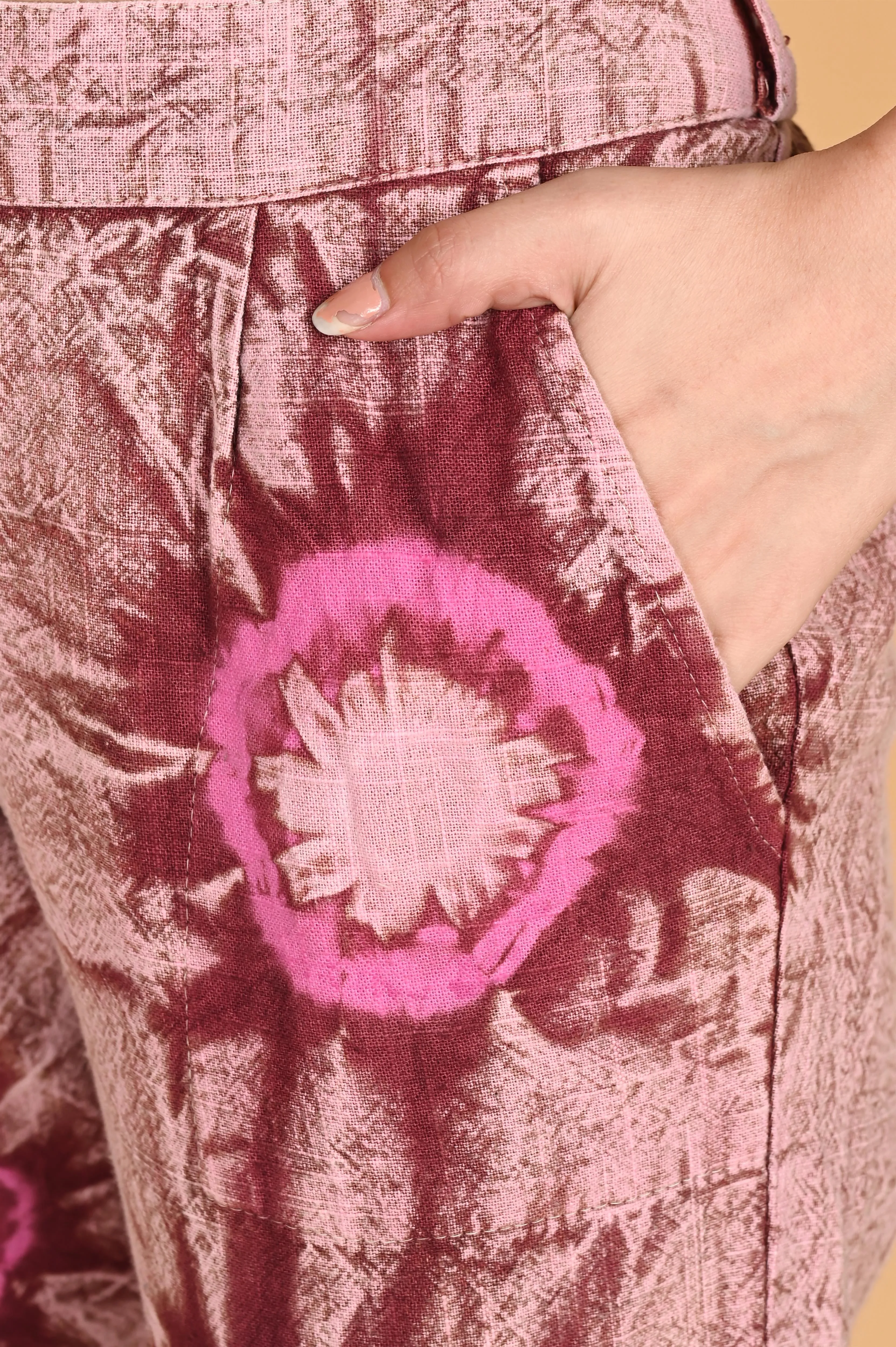 ROSE PINK BANDHEJ COTTON PANTS