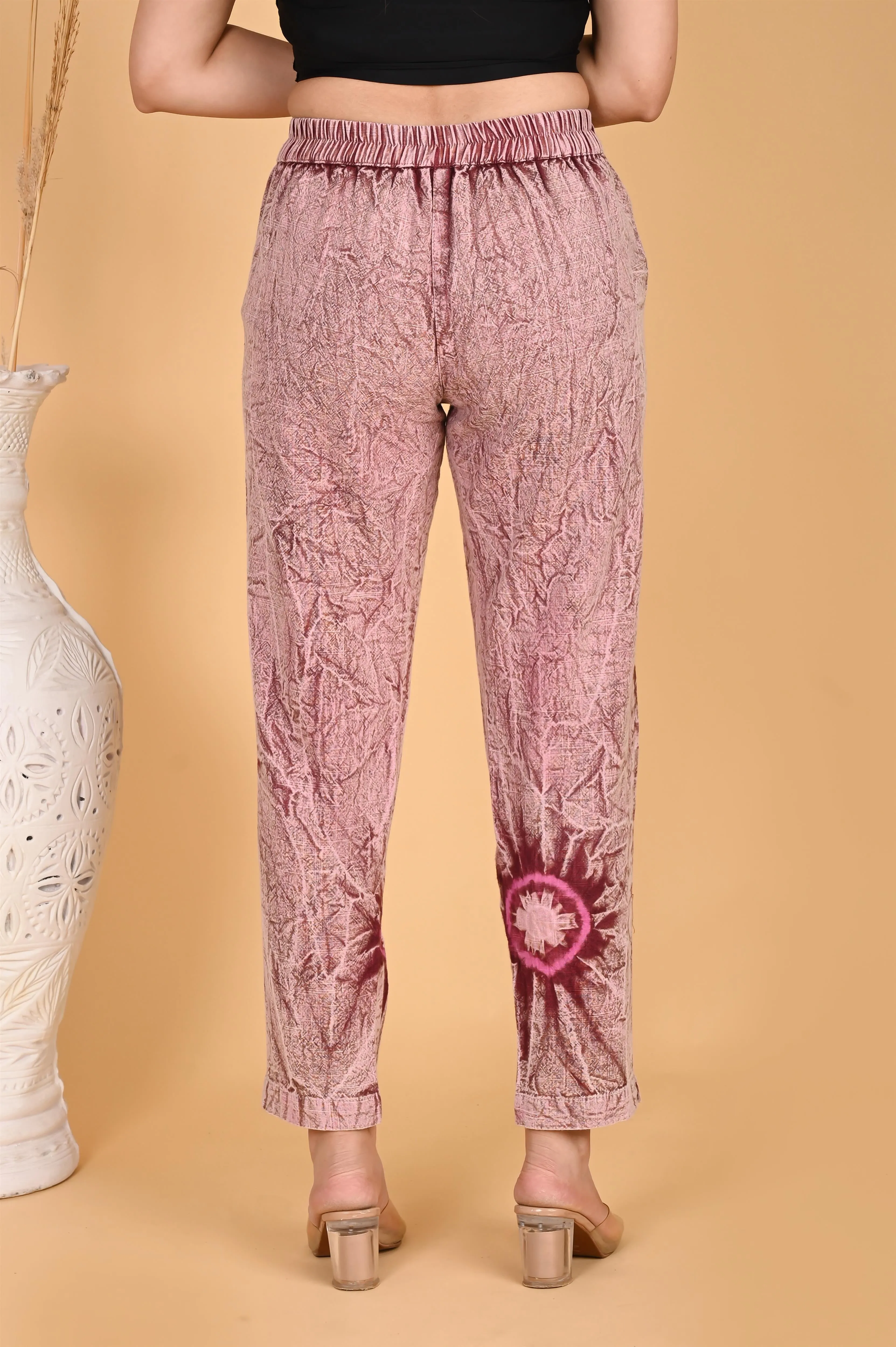 ROSE PINK BANDHEJ COTTON PANTS