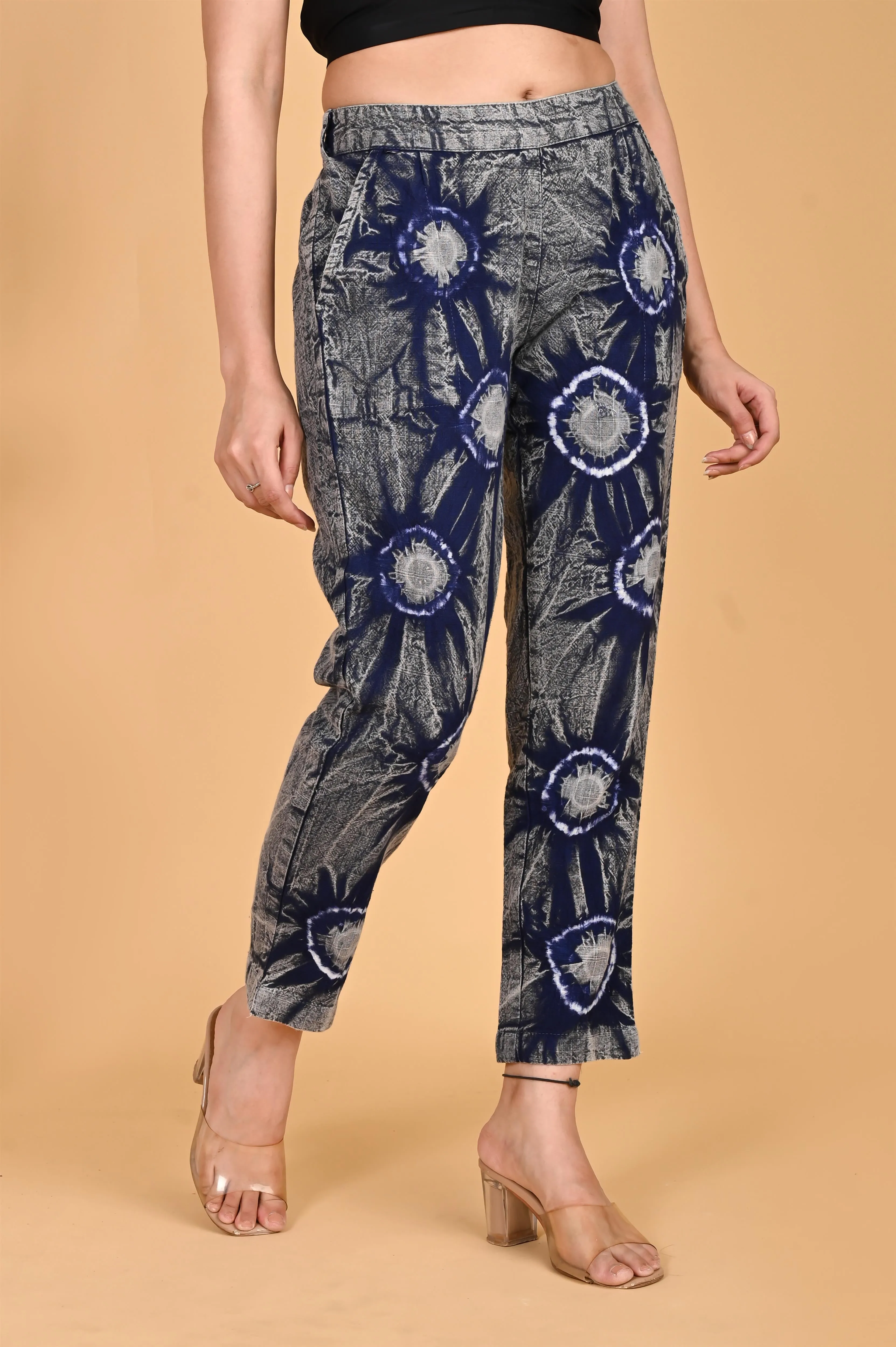ROYAL BLUE BANDHEJ COTTON PANTS