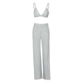 Spaghetti Straps Midriff-baring Vest Three-piece Slim-fit Trousers - PLEASE CHECK SIZE CHART FOR CORRECT MEASUREMENTS