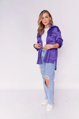 Spring Collared Satin Top