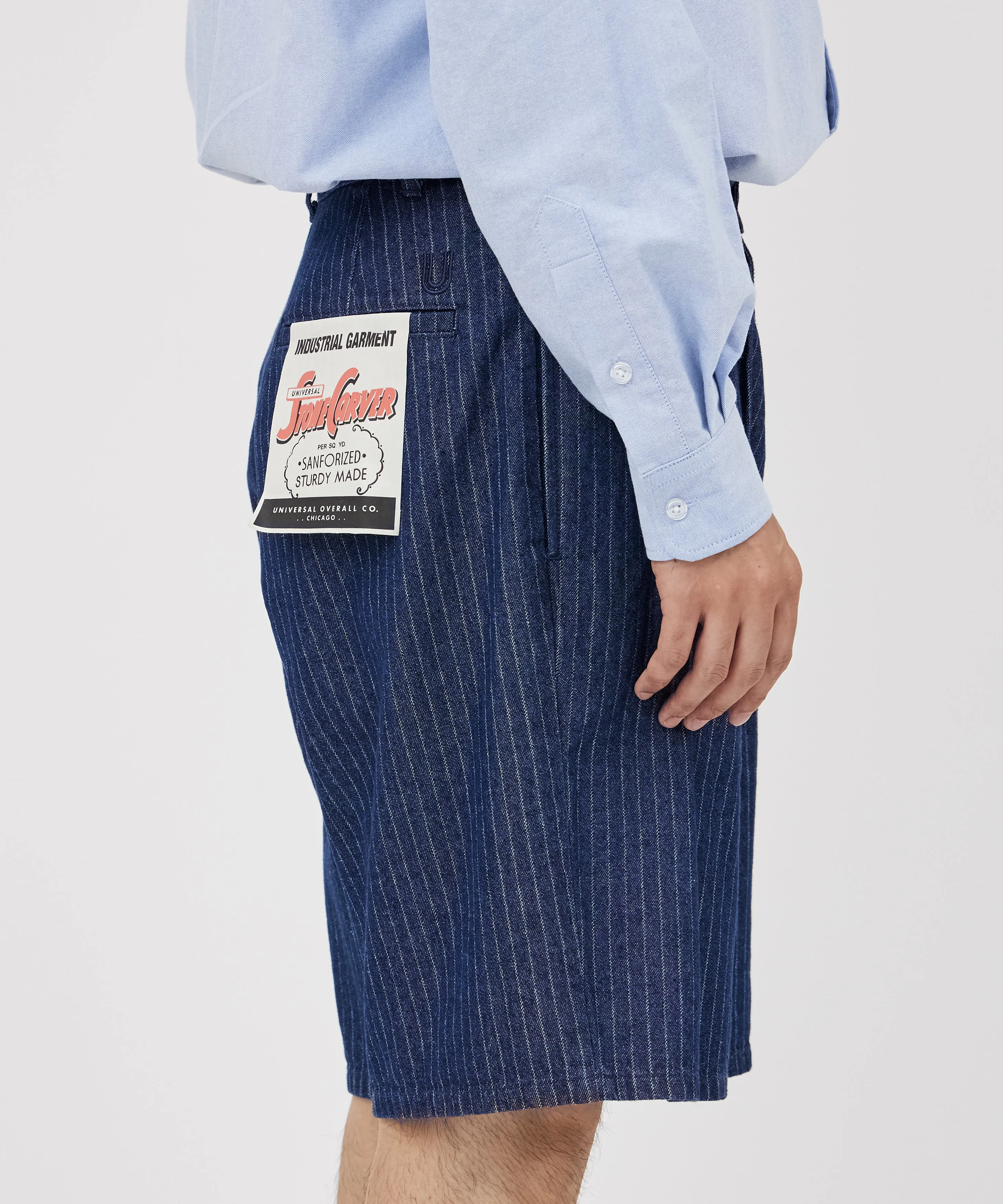 STRIPE 2TUCK SHORT TROUSERS(ストライプデニムショートトラウザー)【U2311672-C】