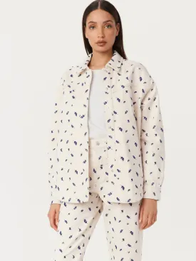 The Floral Denim Overshirt in White