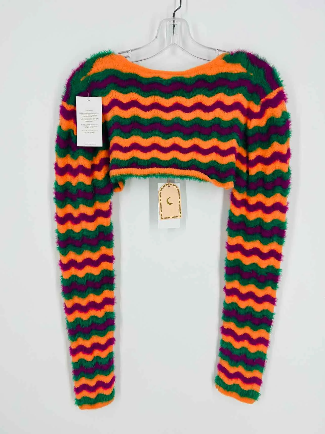 The Wolf Gang Size L Orange/Purple Zigzag Knit NEW Designer Jacket Dress