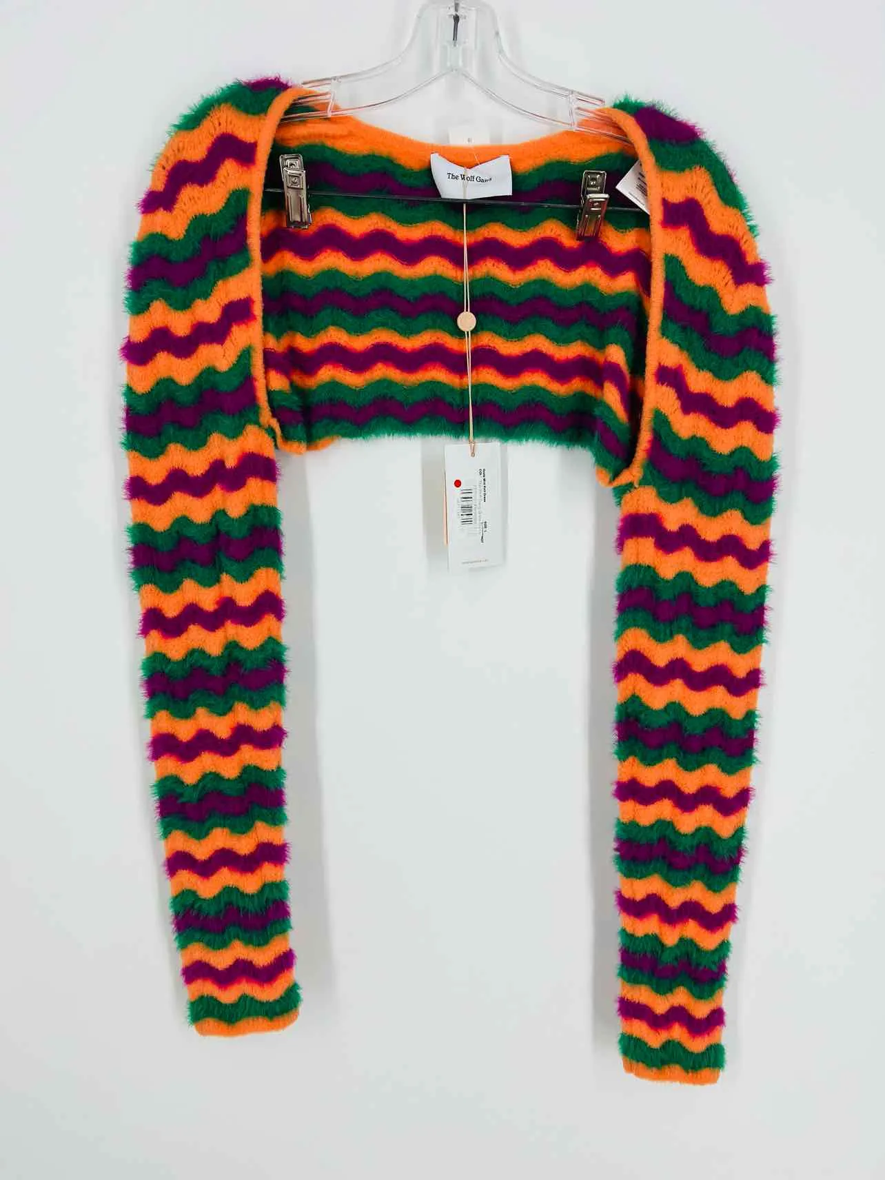 The Wolf Gang Size L Orange/Purple Zigzag Knit NEW Designer Jacket Dress