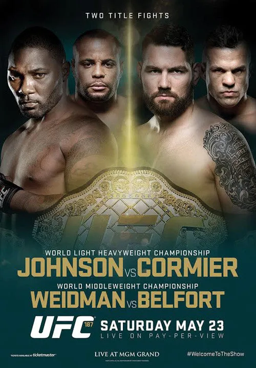 UFC 187 Official Event Poster (Johnson/Cormier, Weidman/Belfort) - Las Vegas 5/23/2015