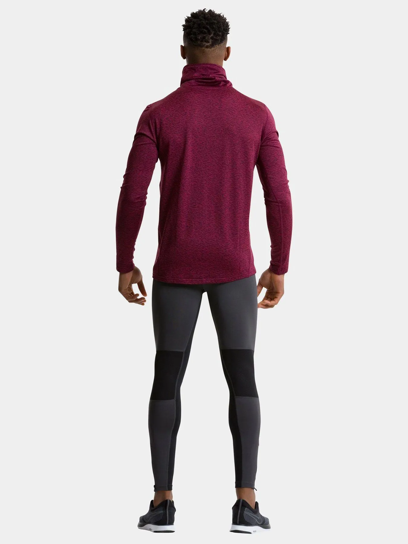 Warm-Up Thermal Long Sleeve Funnel Neck Top For Men With Brushed Inner Fabric, Thumbholes & Reflective Strips