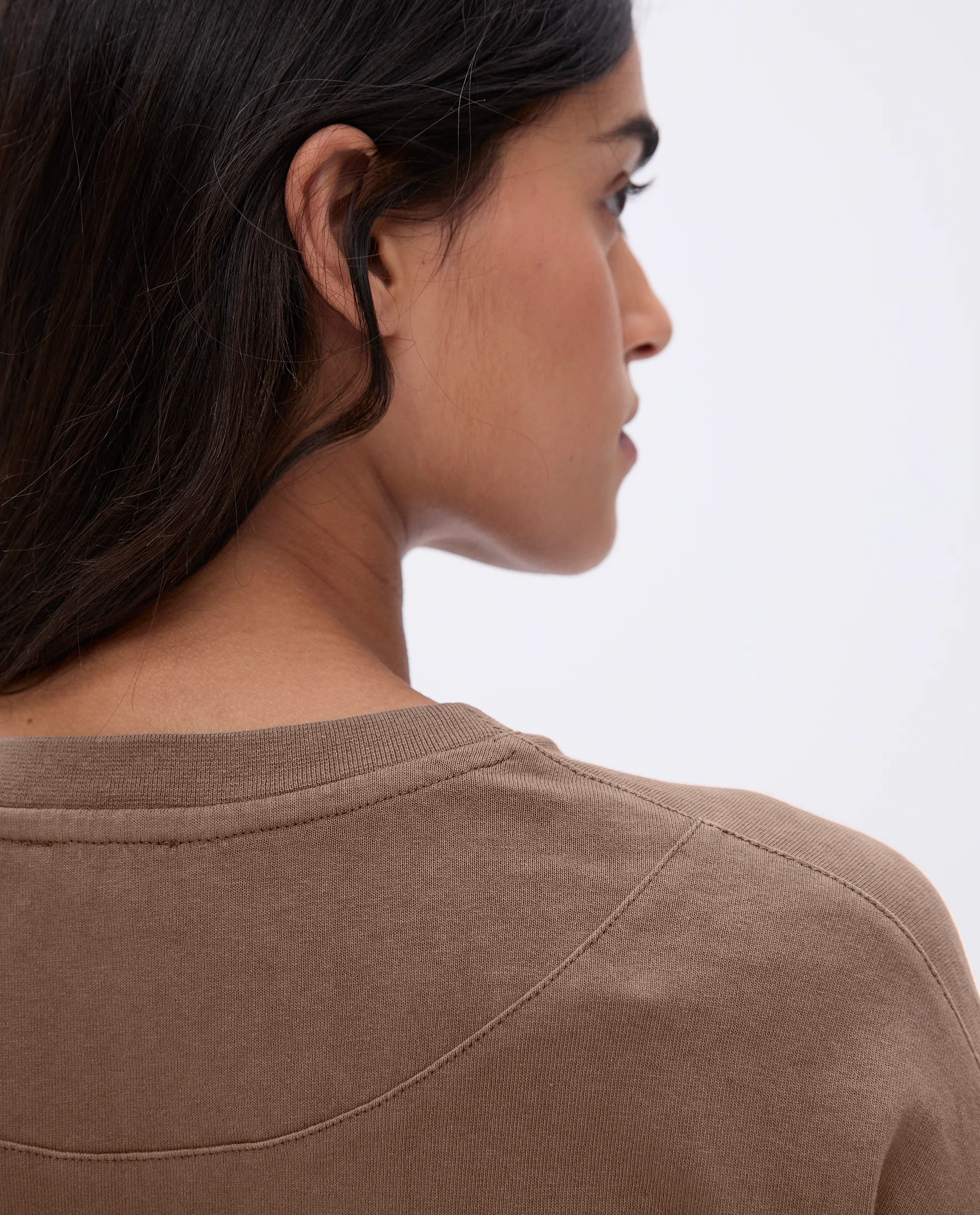 Washed Long Sleeve Oversized T-shirt - Pebble Brown