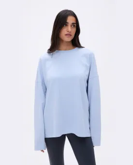 Washed Long Sleeve Oversized T-shirt - Powder Blue